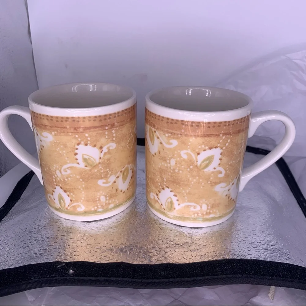 Pier One Moroccan Earthenware Made in England Coffee Mugs 2pcs 10oz